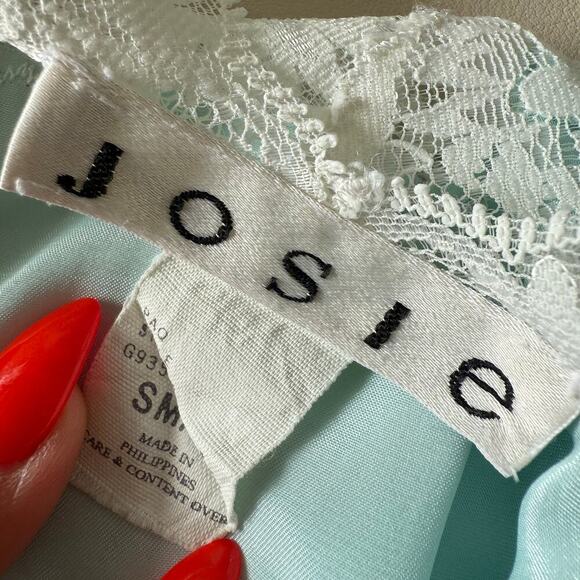 Vintage Josie Rare Pale Blue Satin Lace Nightgown Slip 90s/Y2K Lingerie Size S - Picture 7 of 10